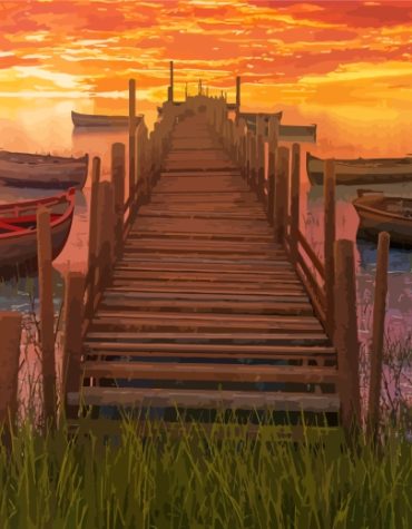 Beach Pier Sunset Paint By Numbers