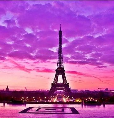 Eiffel Tower Purple Sunset Paint By Numbers