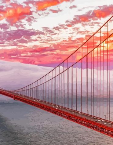Golden Sunset at Golden Gate Bridge Paint By Numbers