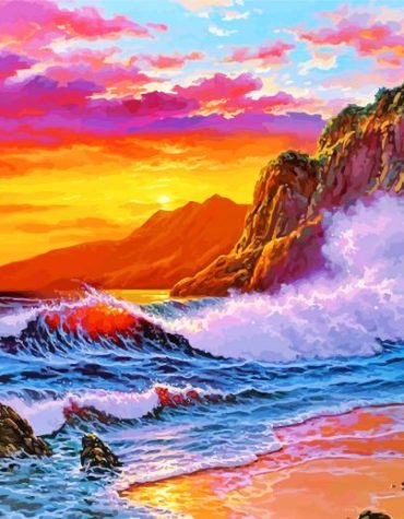 Golden Ocean Sunset Paint By Numbers