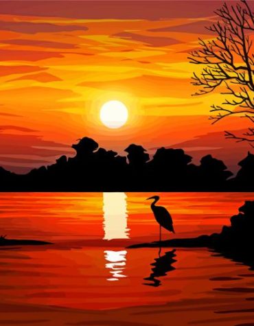 Golden Lake Sunset Paint By Numbers