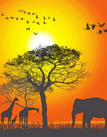 Safari Silhouette Animals Paint By Numbers