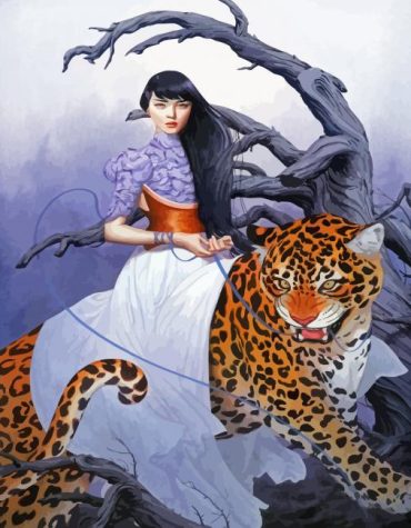 Woman Riding Tiger Surrealist Paint By Numbers