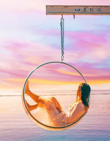 Beach Swinging Girl Paint By Numbers