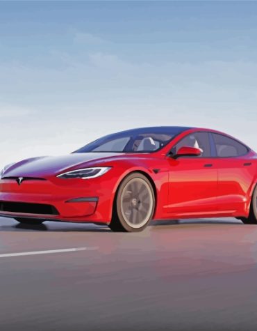 Red Tesla Car Paint By Numbers
