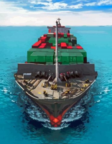 Cargo Ship Ocean Scene Paint By Numbers