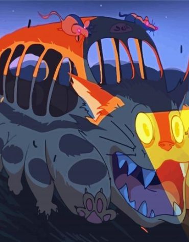 Cartoon Catbus Paint By Numbers