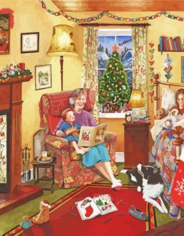 Christmas Night Dogs Paint By Numbers