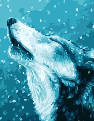 The Lone Wolf in Blue Winter Paint By Numbers