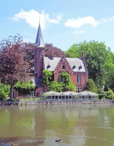 Minnewaterpark Lake Bruges Scene Paint By Numbers
