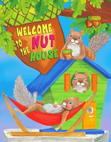 Nuthouse Cartoon Squirrels Paint By Numbers