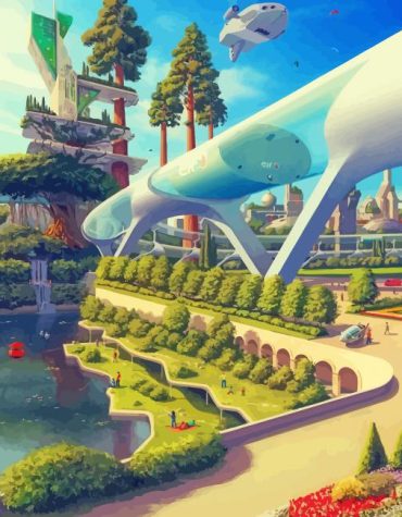 Space City Landscape Paint By Numbers