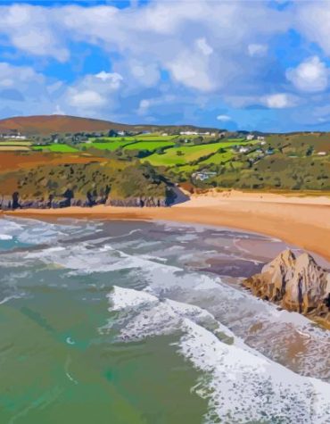 Swansea Three Cliffs Bay Seascape Paint By Numbers