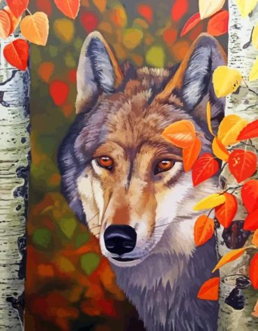 Majestic Wolf Among Birches Paint By Numbers
