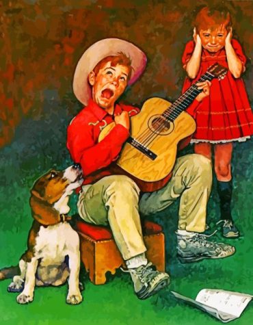 The Guitarist Boy with His Dog Paint By Numbers