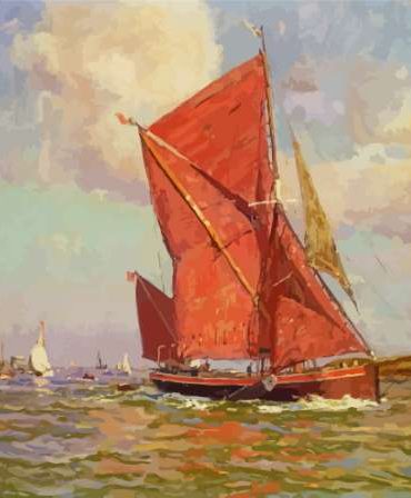 Thames Sailing Barge Landscape Paint By Numbers