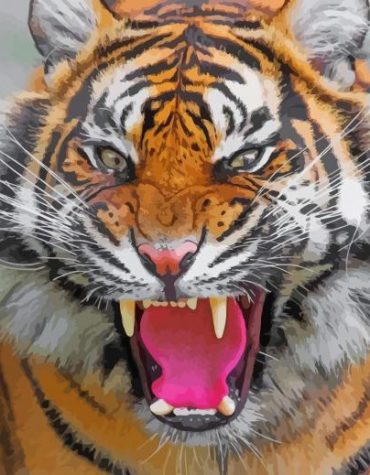 Tiger Roaring Wild Paint By Numbers