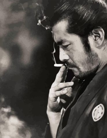 Toshiro Mifune Iconic Black and White Paint By Numbers