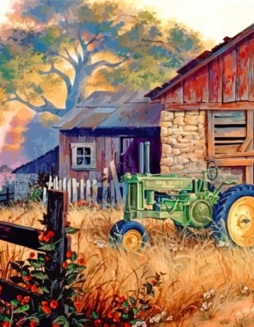 Tractor in Countryside Paint By Numbers