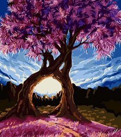 Pink Tree Landscape Paint By Numbers