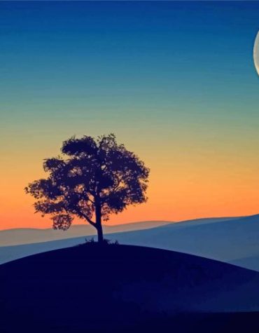Moonlit Tree Silhouette Paint By Numbers