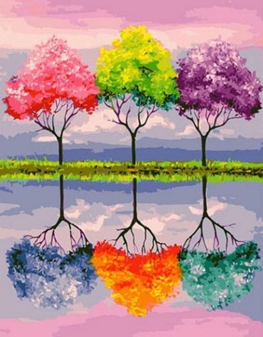 Bright Trees Landscape Paint By Numbers