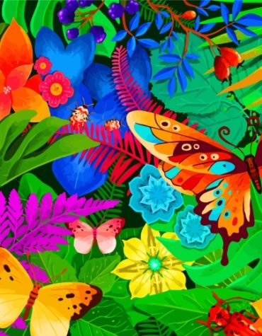 Tropical Butterflies and Flowers Paint By Numbers