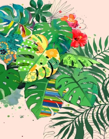 Tropical Monstera Green Leaf Paint By Numbers