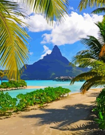Tropical Polynesian Beach Scene Paint By Numbers