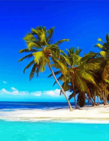 Tropical Palm Seascape Paint By Numbers