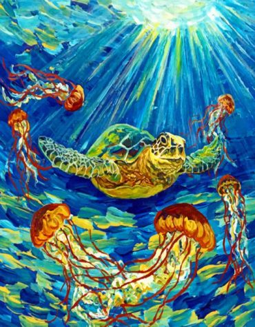 Sea Turtles and Jellyfish Paint By Numbers