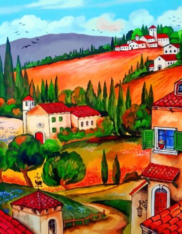 Tuscan Village Landscape Painting Paint By Numbers