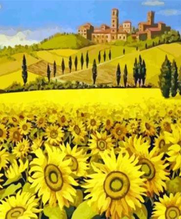 Tuscany Sunflower Fields Paint By Numbers