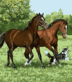 Brown Horses and Dogs Paint By Numbers