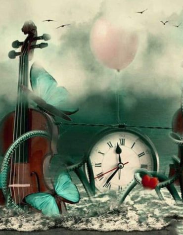 Violin and Clock Still Life Paint By Numbers