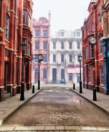 Victorian UK Street Scene Paint By Numbers