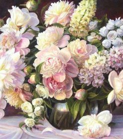 Pink Floral Vase Paint By Numbers