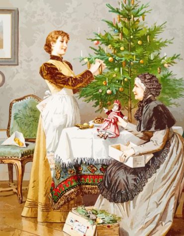 Victorian Women Christmas Art Paint By Numbers
