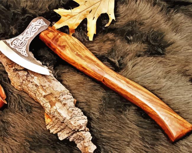 Finalizing the Golden Leaf Vikings Haches Painting