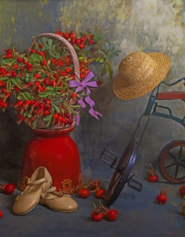 Vintage Bicycle with Flower Vase Paint By Numbers