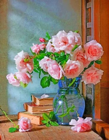 Pink Roses Still Life Paint By Numbers