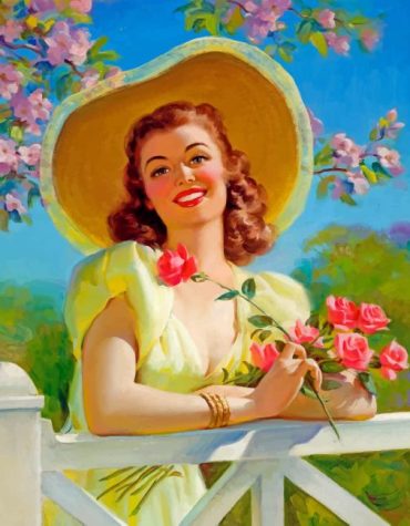 Vintage Lady with Flowers Paint By Numbers