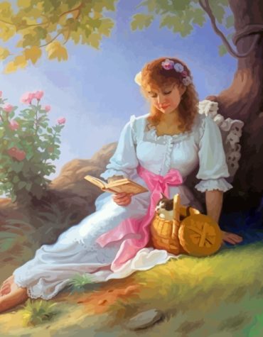 Nerdy Girl Reading Vintage Paint By Numbers