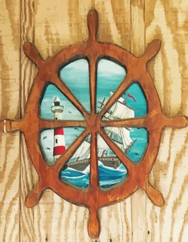 Vintage Ship Wheel Paint By Numbers