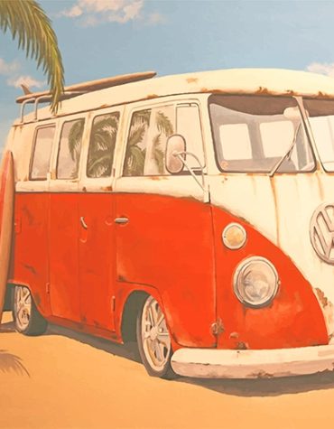 Vintage VW Bus Summer View Paint By Numbers