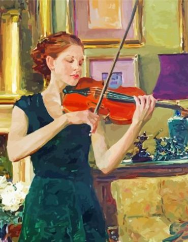 Vintage Female Violinist Paint By Numbers