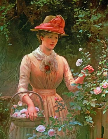 Vintage Woman Garden Scene Paint By Numbers