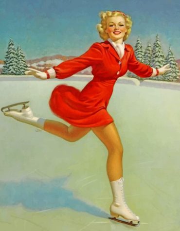 Vintage Ice Skater Woman Paint By Numbers