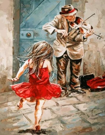 Vintage Violinist and Girl Paint By Numbers