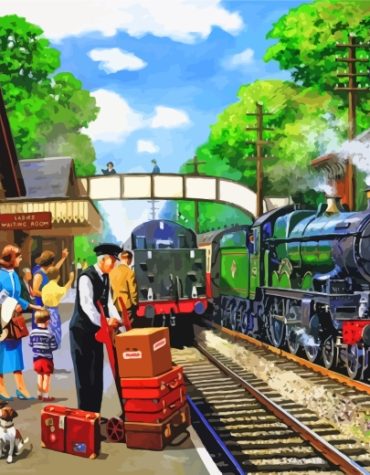 Steam Train Station Paint By Numbers
